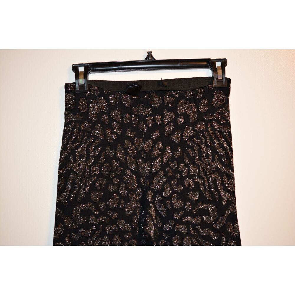 RVN S Thick Knit Leggings Leopard Metallic Black Geometric Jacquard Pants Tight